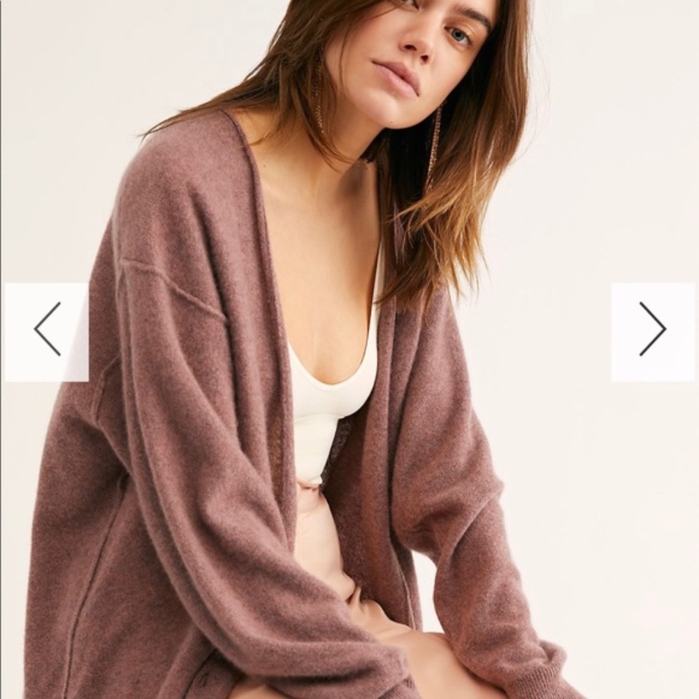 Free People Schoolboy Cashmere Cardi in Mink (S)